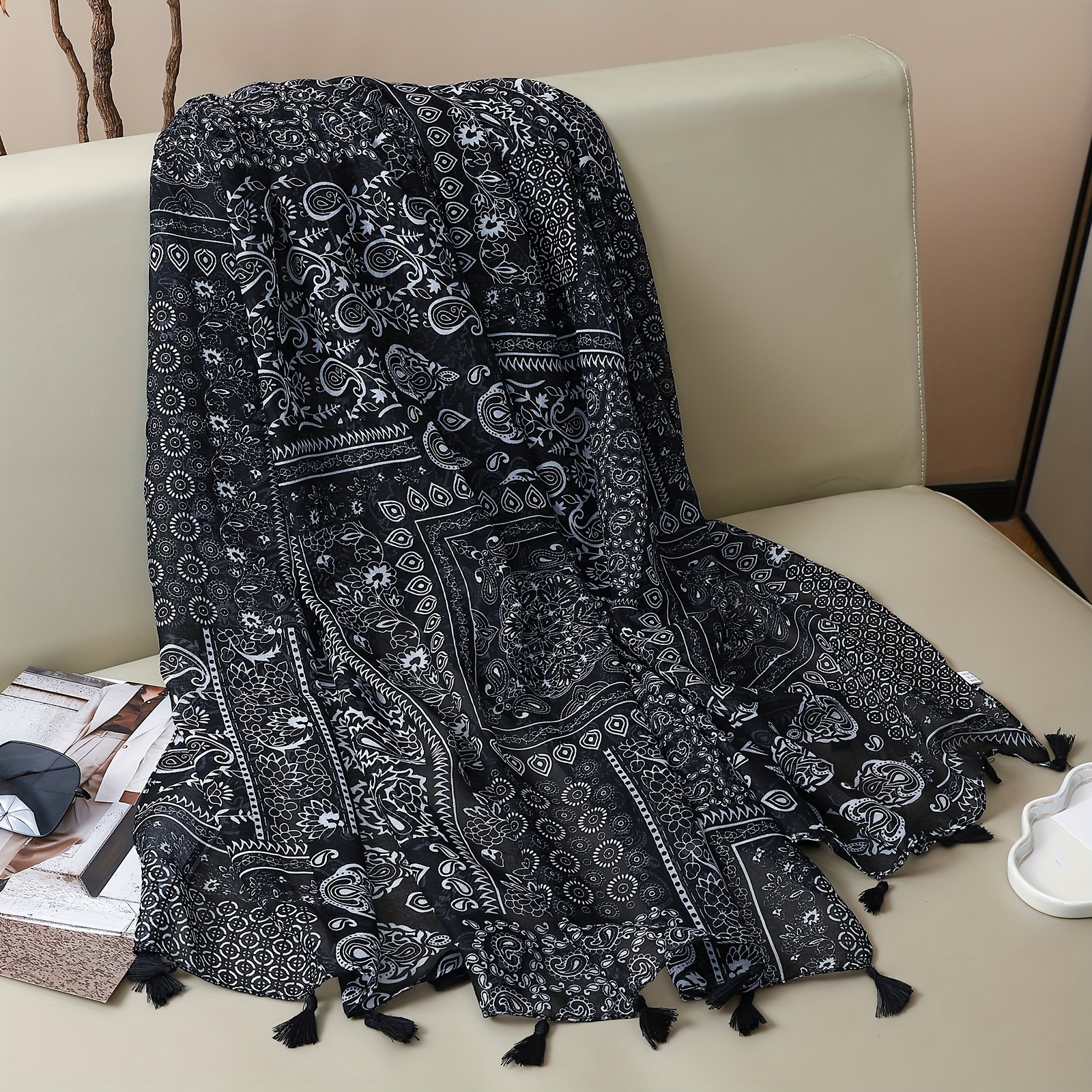 A Simple Paisley Pattern Printed Women's Scarf, New Autumn And Winter Warm Scarf, Fashionable Long Scarf, Beach Scarf, Outdoor Shawl, Women's Versatile Scarf, Casual Casual Soft Shawl, Headscarf For