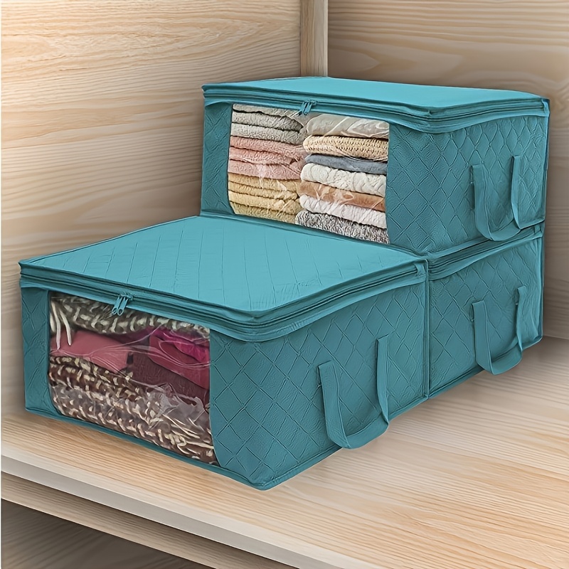 

3 Pack Foldable Closet Storage Cubes With And Handle - Spacious, Portable, & Collapsible - Ideal For Clothes, Comforters, And Linens - Bedroom Closet Organization.