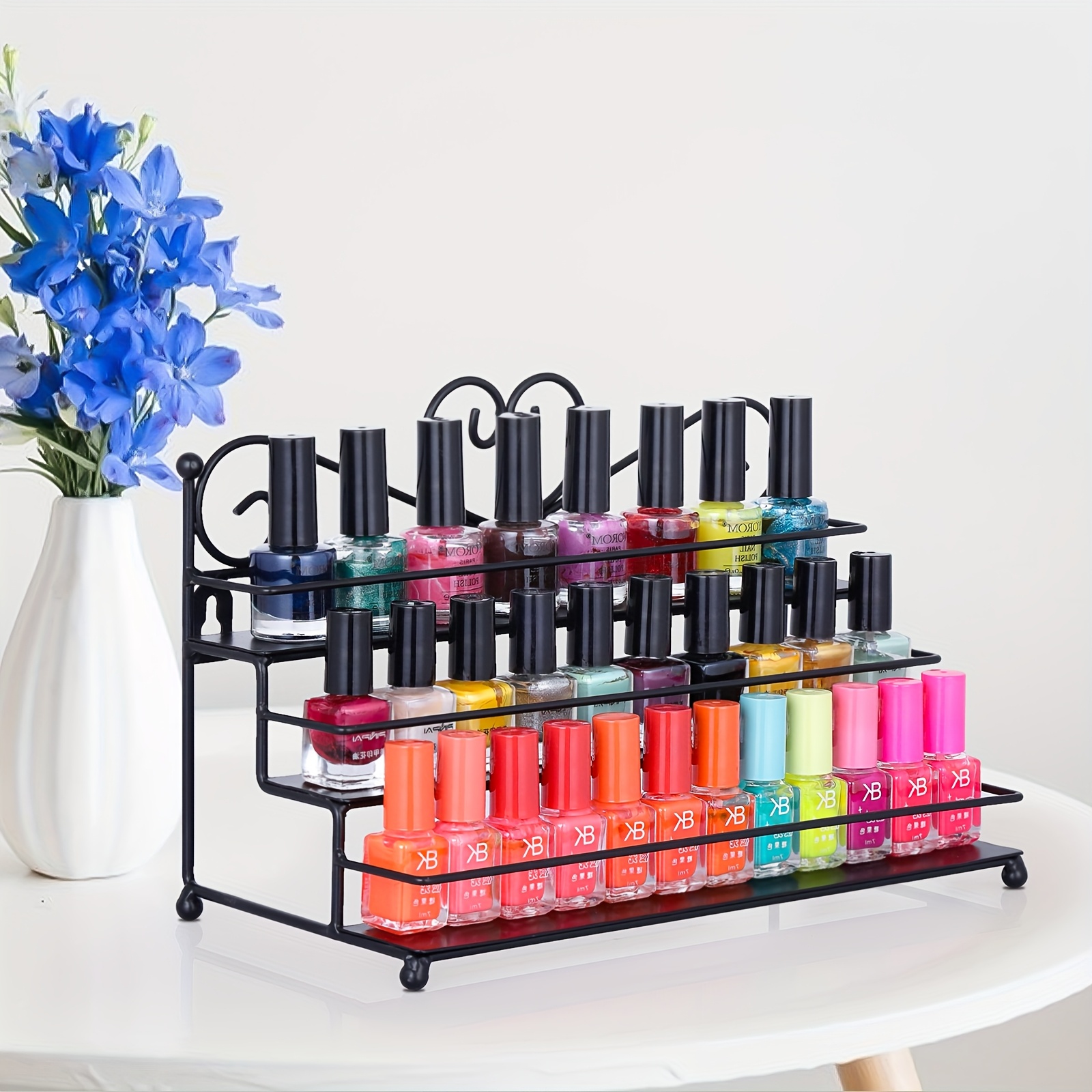Image of -tiered Ladder Rack For Storing For Nail Polish Bottles And Lip Gloss, Designed For Desktop Use. - Is Ideal For Organizing Storage In For Nail Art , Shops, And Homes