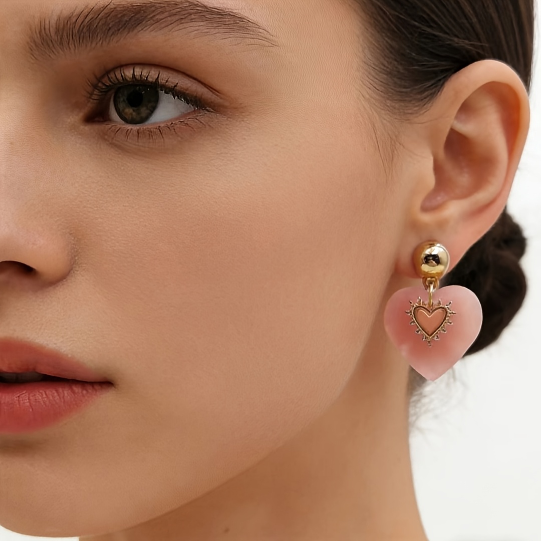 Stylish European Heart-Shaped Stud Earrings for Women