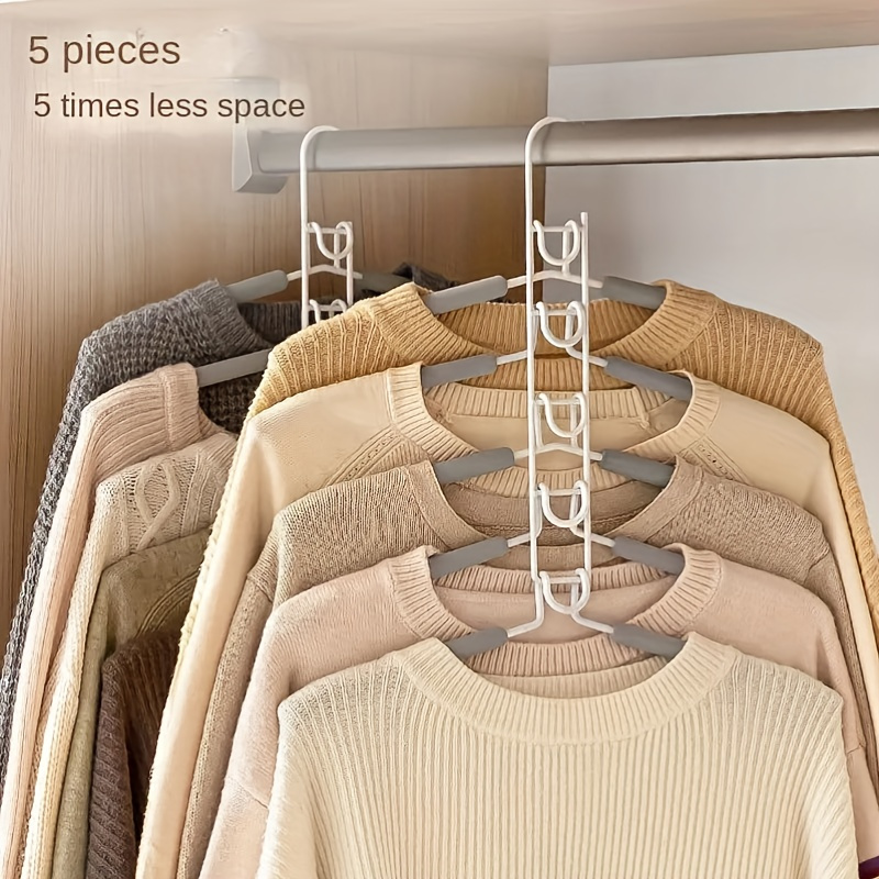 

1pc 5-tier Space-saving Clothes Organizer With Detachable Pants Hanger And Non-slip Design For T-shirts And Jeans