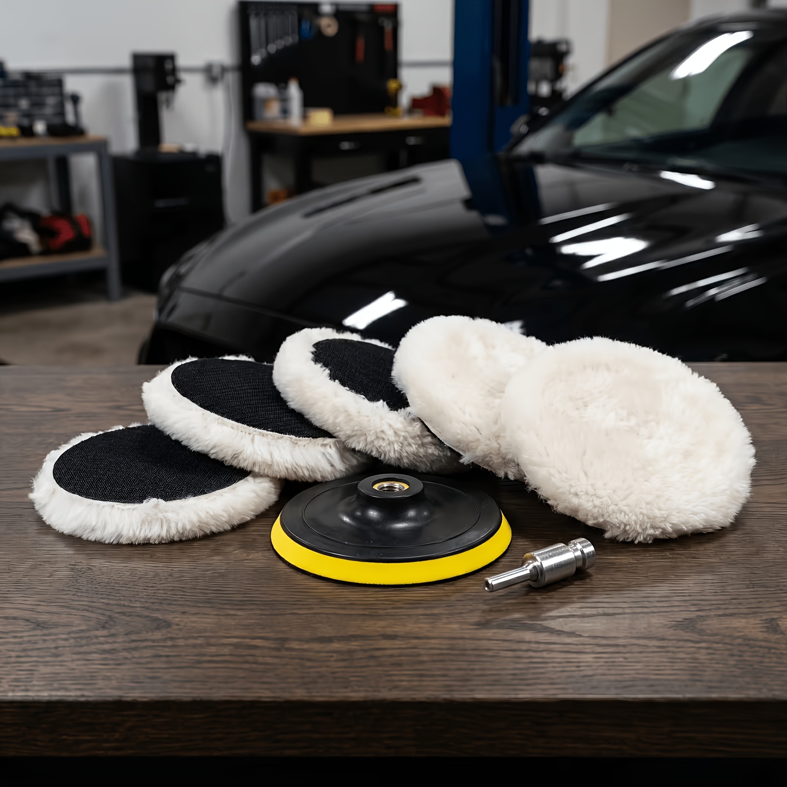 6pcs Reusable Polishing Pad Kit With Backplate & Drilling Adapter Suitable For Trucks, Suvs, Car - Car Waxing & Polishing System, Drilling Adapter Compatible For Vehicles, Accessories