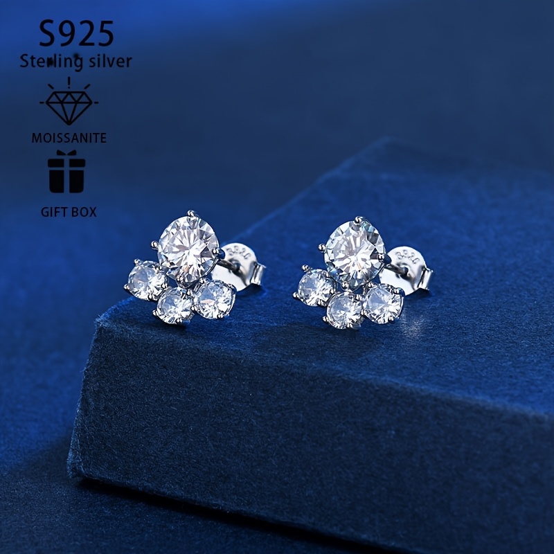 luxurious 2 carat moissanite stud earrings for women s925 sterling silvery   weddings engagements anniversaries   gift box details 0