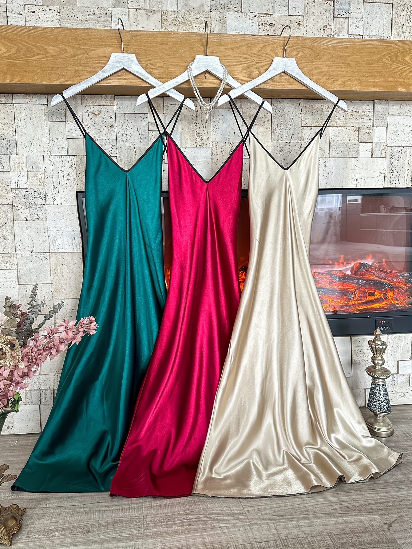 Women's Elegant V-Neck Backless Nightdress 3pcs nightgown - Long Maxi  Sleepdress * Machine Washable Bedwear for Bride, Newlywed & Special  Occasions (Non-Stretch) - Female Sleevi Dress