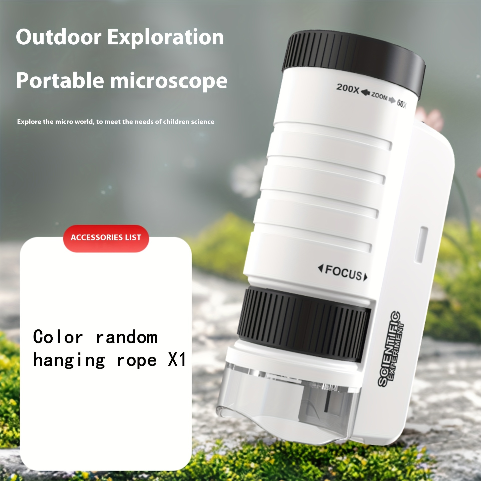 Temu TEMU Microscópio Portátil de Mão com Luz LED - Ampliação de 60X-200X, Perfeito para Exploração ao Ar & Aprendizado Educativo, para de /Natal, Azul//Preto sold by Temu Affiliate Program