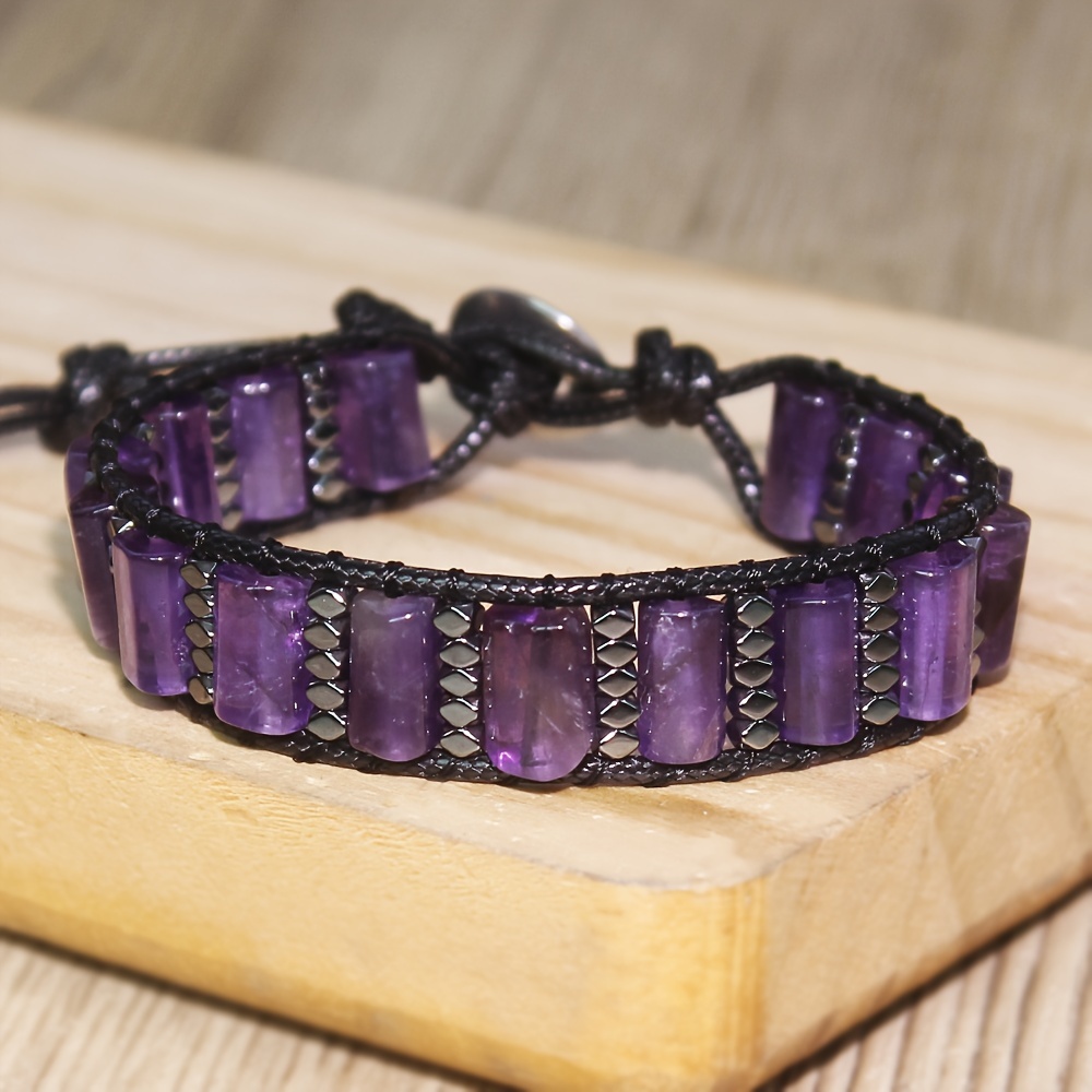 Advanced Men'S Natural Stone African Amethyst Crystal Bracelet