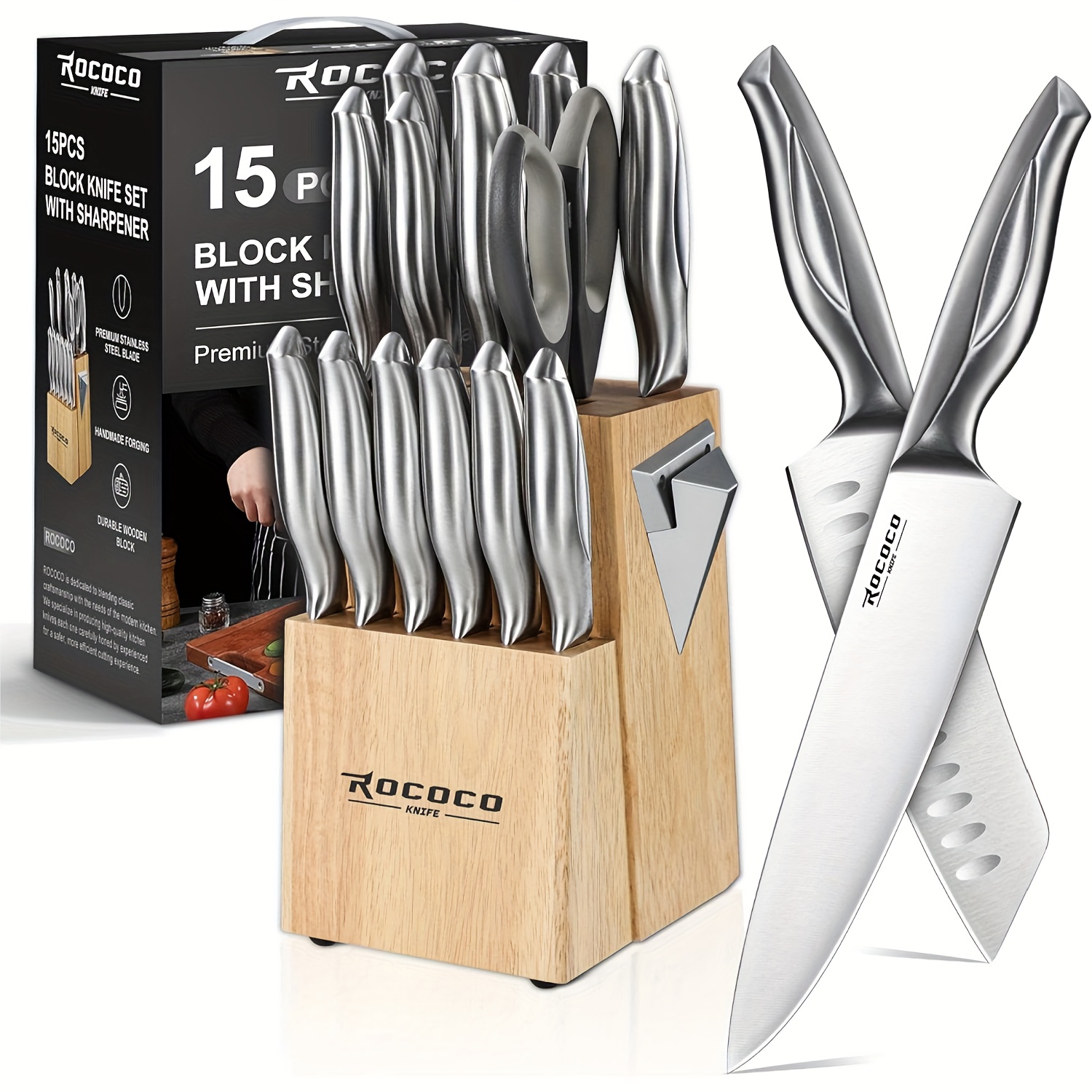 15pcs in one knife set heavy duty chef steak - Temu