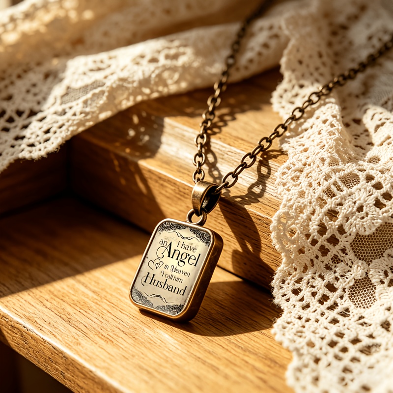 Women's Double-sided Square Glass Pendant Necklace