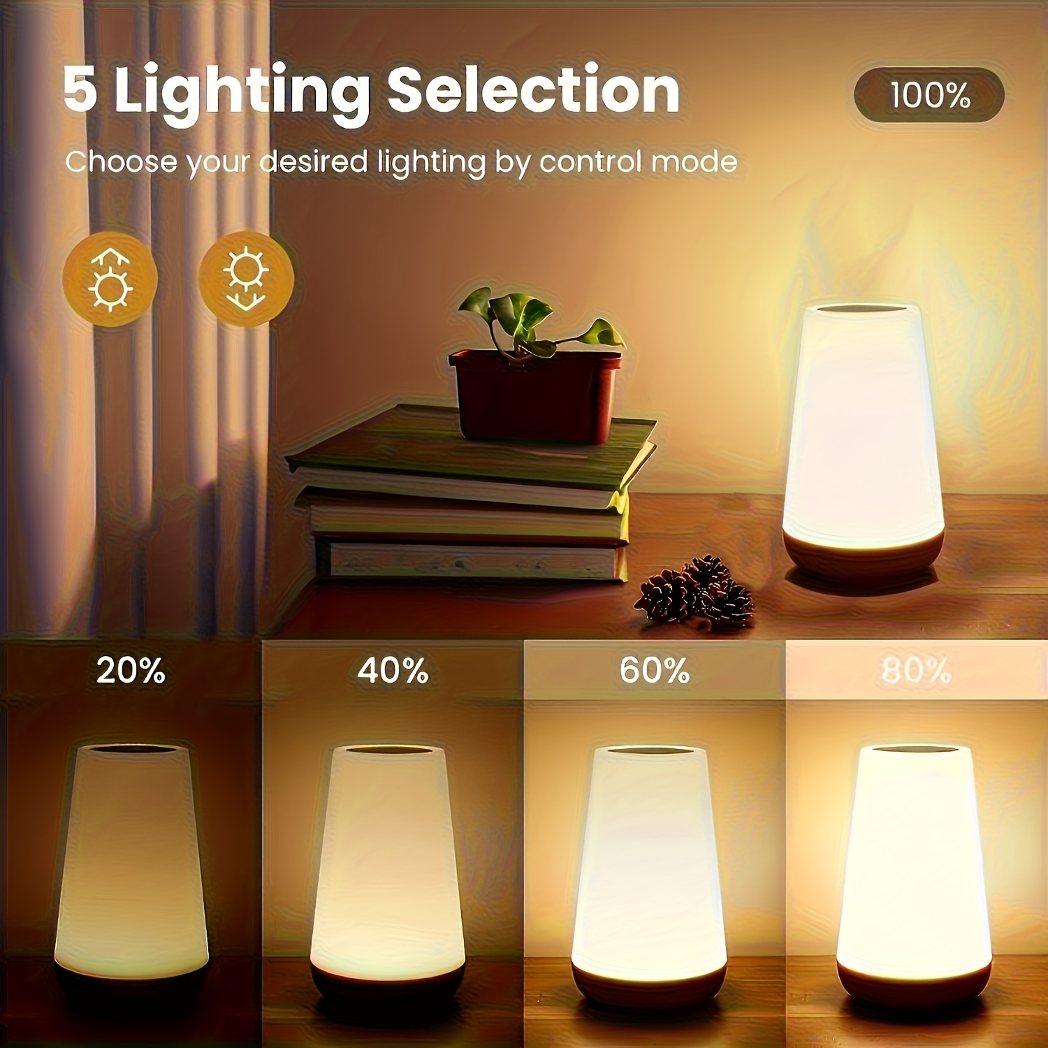 Touch Dimmable Night Light, Adjustable LED Touch Lamp for The Bedroom, USB Rechargeable Portable Desk Lamp with 5 Brightness Levels And RGB Colors, Suitable for Bedroom, Hallway, And Living Room