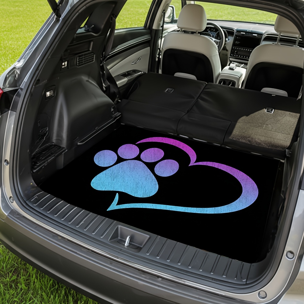 TEMU A Heart-shaped Paw Print Trunk Mat For Cars, Designed For And Compatible With Suvs, Trucks, And Cars. It Features A Vibrant And Colorful Design,
