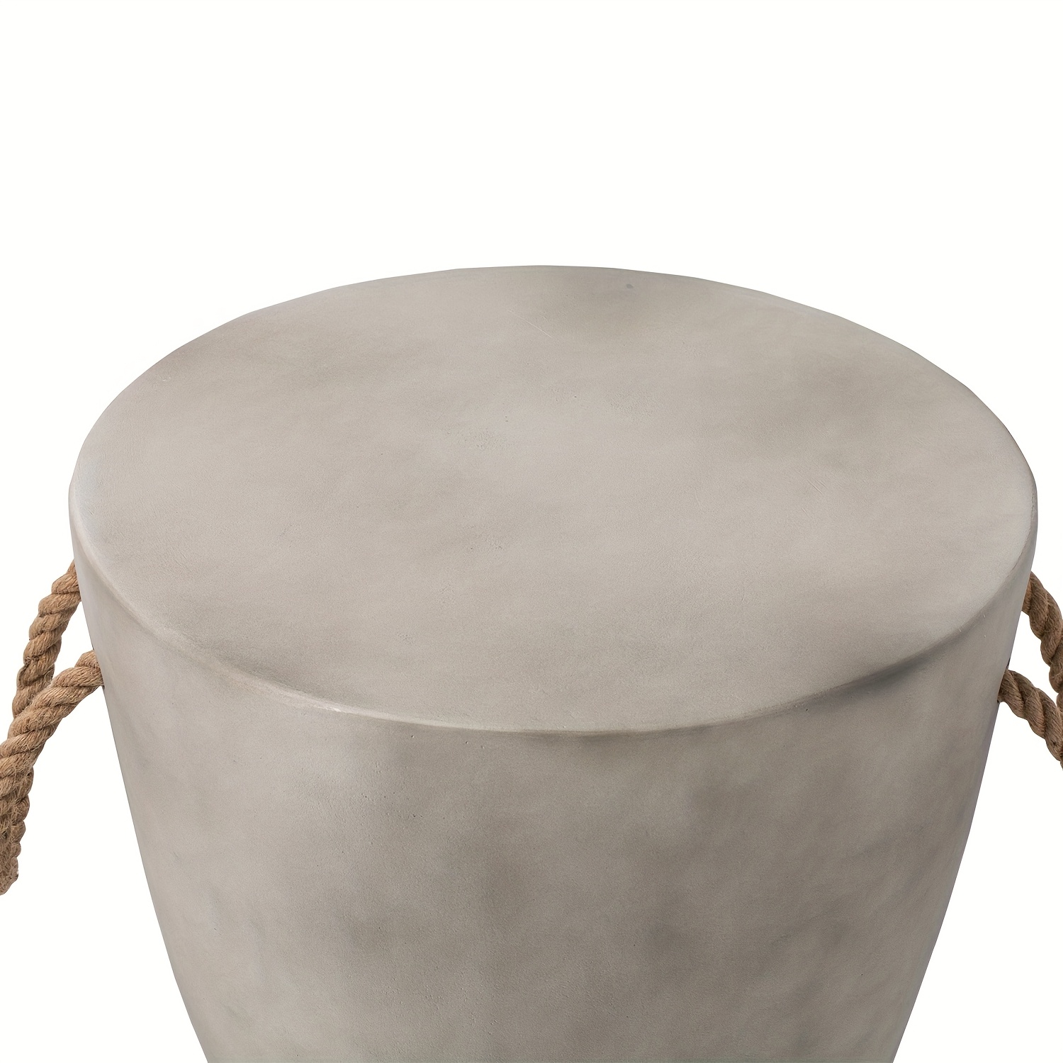 Concrete Outdoor End Table, 17'' Hemp Rope Side Table, Light Gray, Farmhouse Style, Modern Art Patio Side Table, Concrete Garden Stool