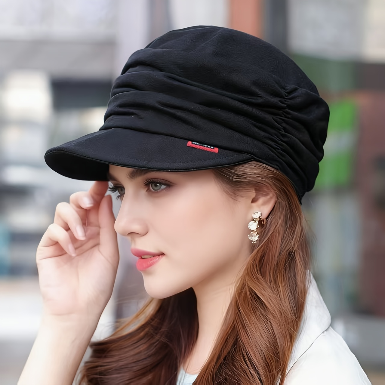 Brim Duck Tongue Hat, Soft Pleated Flat Top Hat, Large Size, Fashionable And Shows A Small Face Cloth Hat