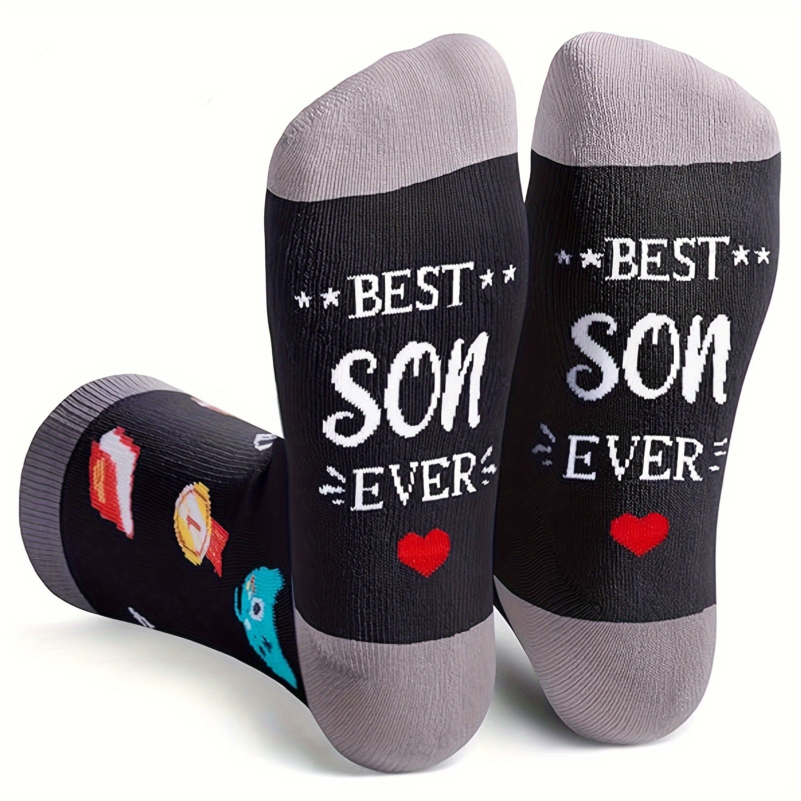 

A Pair Of 2024 New - Hot-selling Best Son Ever English Letter Socks Best Son Ever Sports Mid-calf Socks