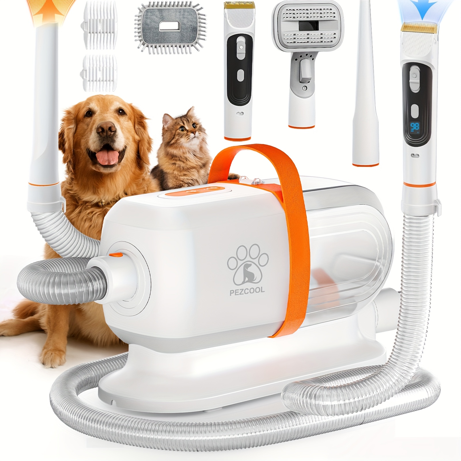 8-in-1 Dog Grooming Vacuum for Shedding Grooming, 74.39oz Cup Dog Grooming Vacuum with Dryer Function, Low Noise Pet Grooming Vacuum for Dogs, Upgrade Strong Dog Grooming Kit with 6 Tools for Home Pet Hair — Zaynora Luxury Marketplace