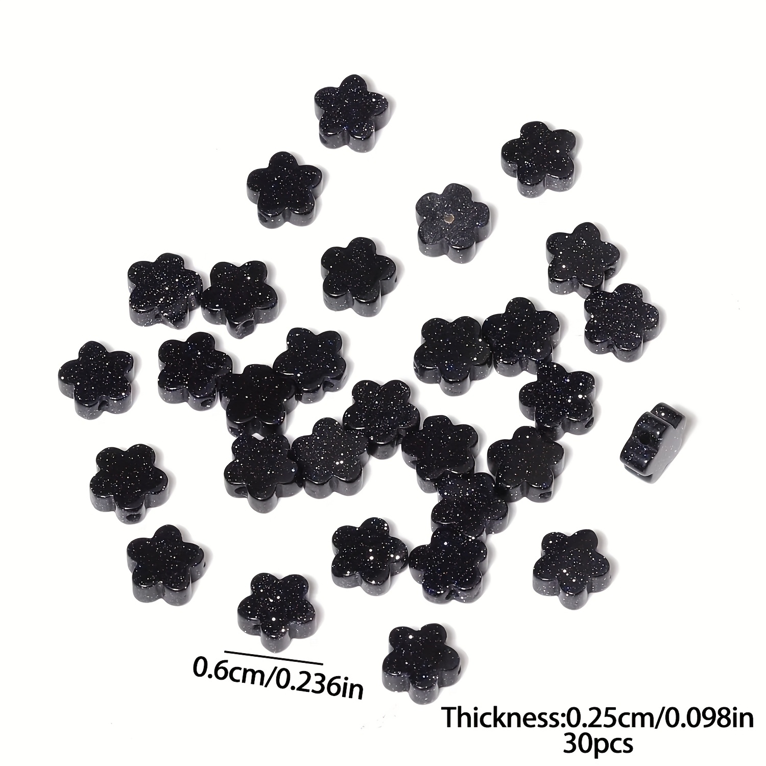 Image of 30pcs 6mm Flower Shape Beads Blue Sandstone Loose Beads Charms Beads For Jewelry Making Diy Earring Bracelet Accessories Beads & Bead Assortments