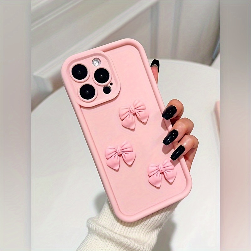 

Pink 3d Bow 7/8plus Full Anti-fall Simple And Suitable For Iphone14promax Apple 13 Mobile Phone Case Couple Xsmax New 12pro Anti-fall Xr Frosted 11 Men And Women Models 13 15pro 15 Protective Case