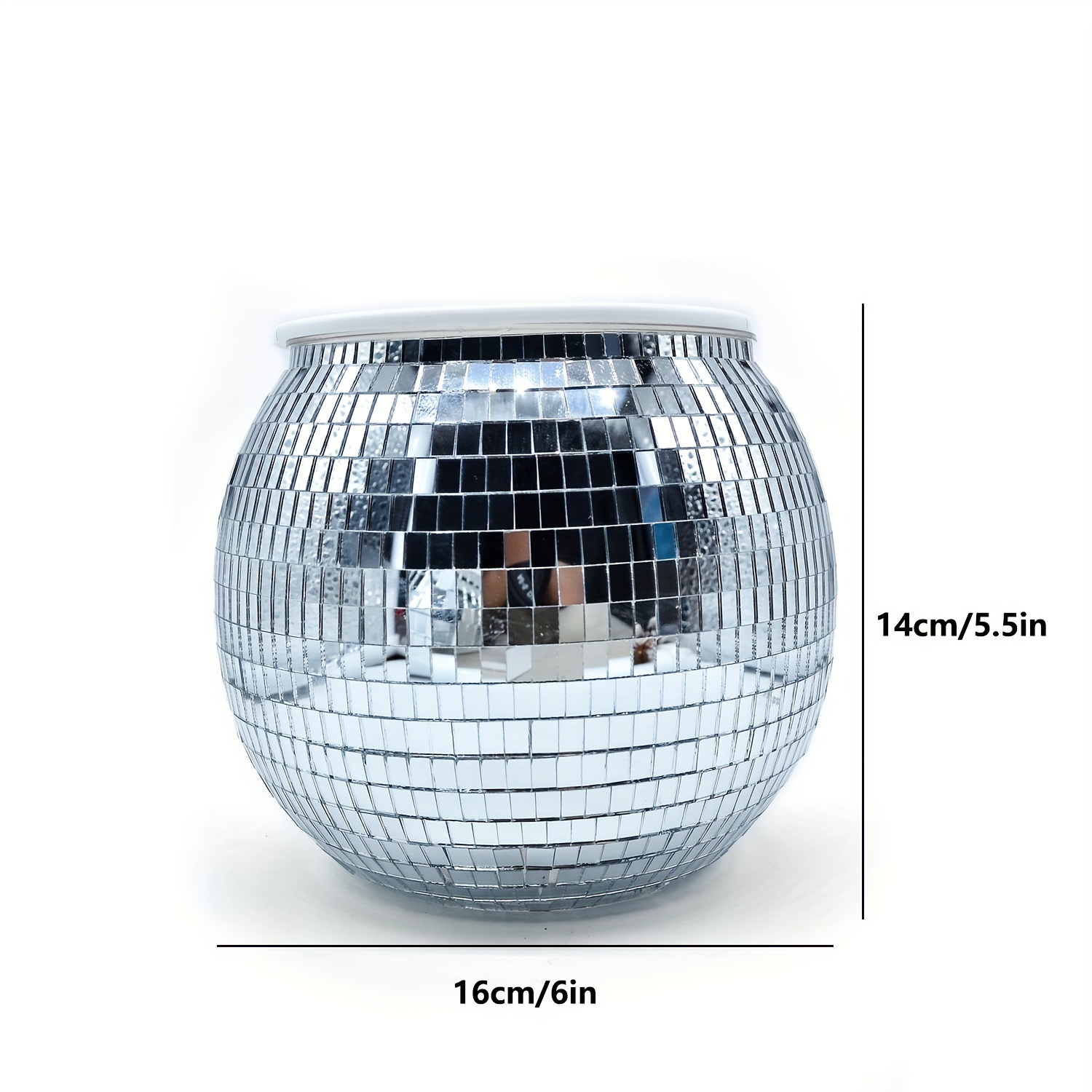 Image of 1pc Of A Mirrored Disco Ball Vase, Suitable For Flowers, Perfect As A Centerpiece For Weddings Or As A Decorative Item For Bedrooms, Kitchens, Offices, And Birthdays