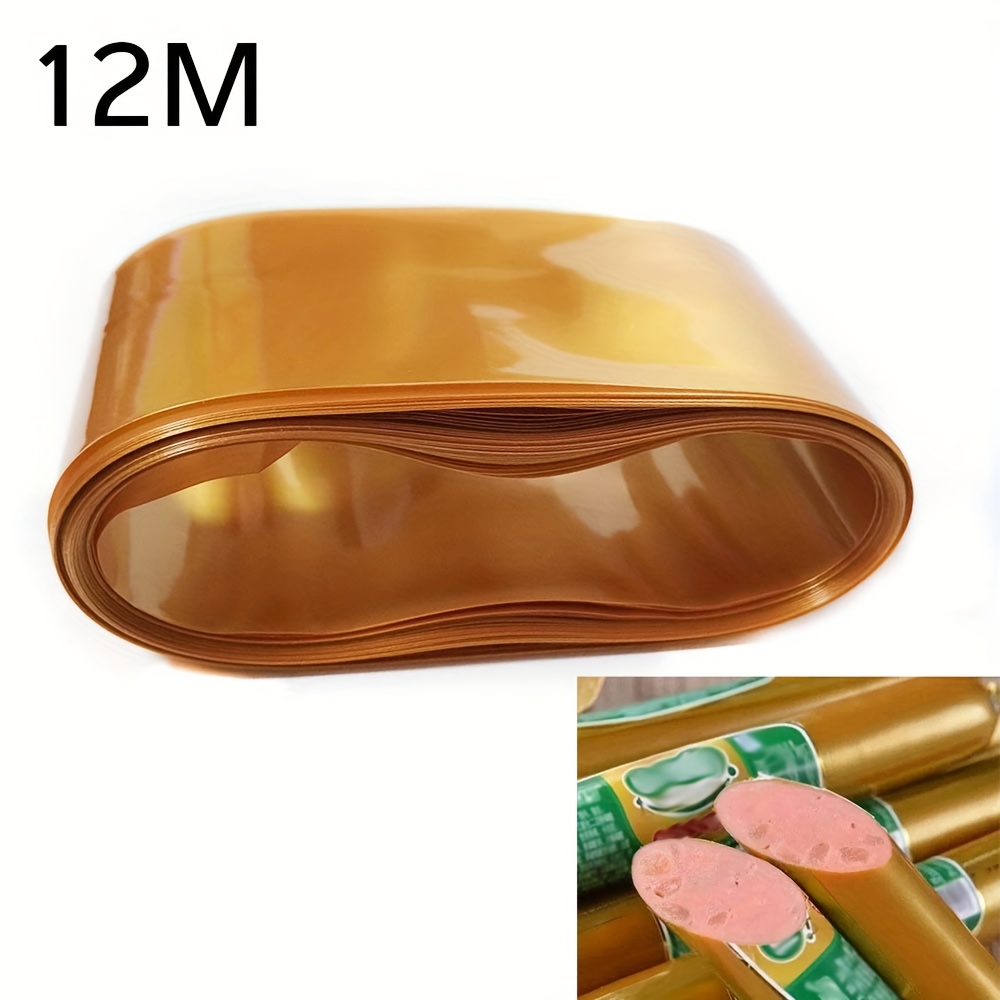 Siscci Golden High Temperature Resistant Plastic Sausage Wrap - 1m/2m//5m/8m/10m/12m/15m Long - Diameter - Ideal For Homemade Sausage And - Cooking Kitchen Tool, Sausage Stuffers