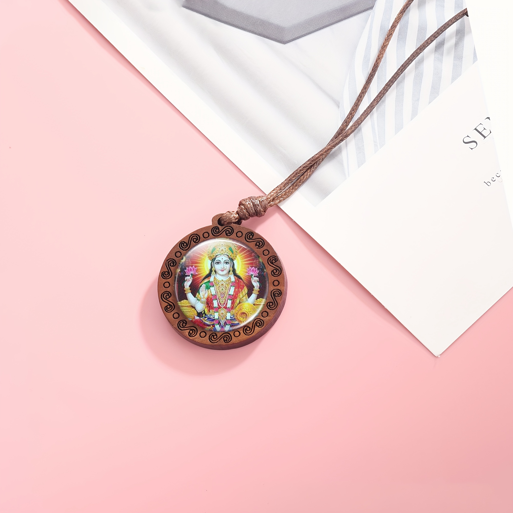 Wooden Necklace Pendant, Circular Design