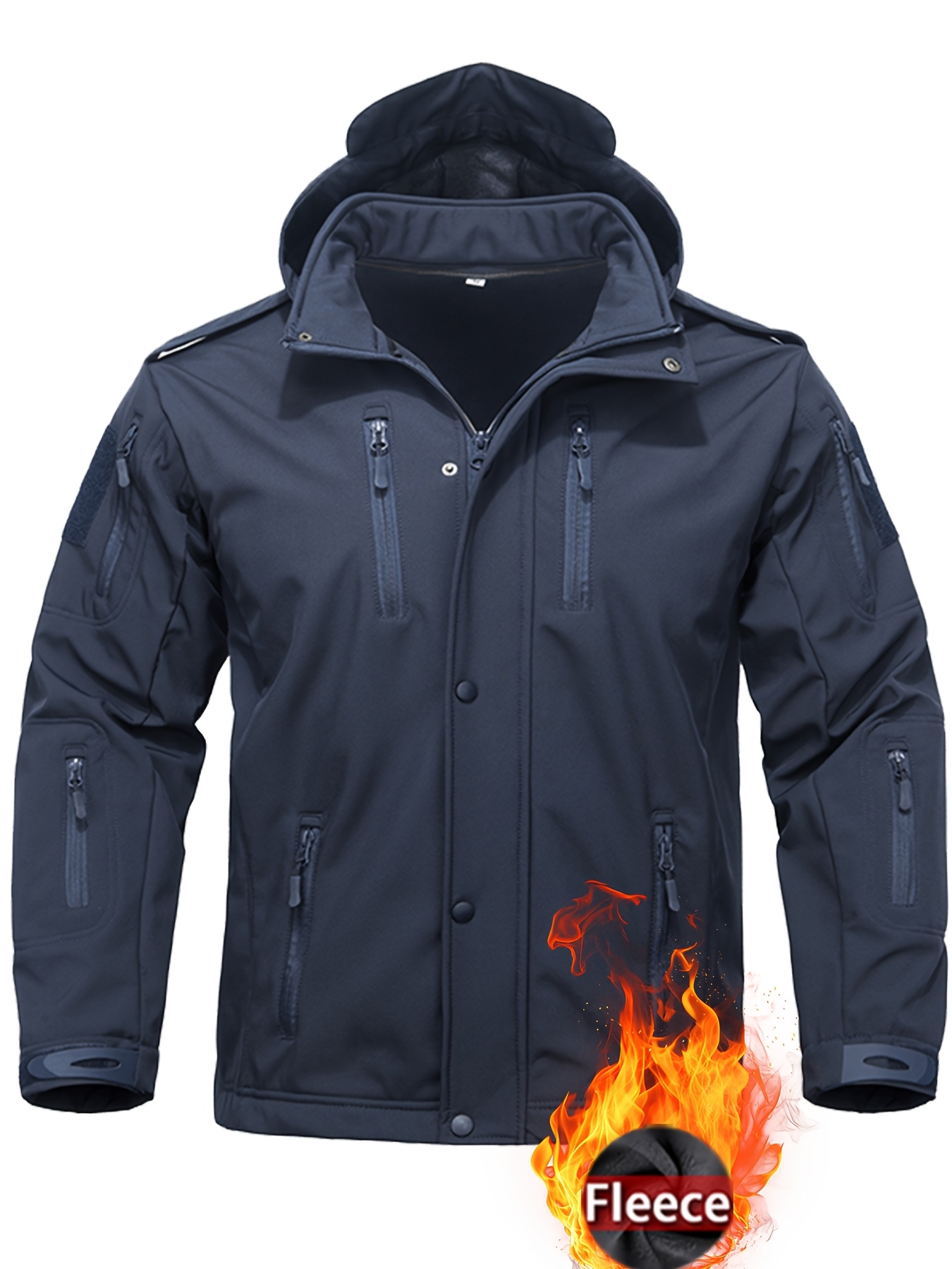 Men's Tactical Fleece Jacket, Windproof Soft Shell Outdoor Hoodie