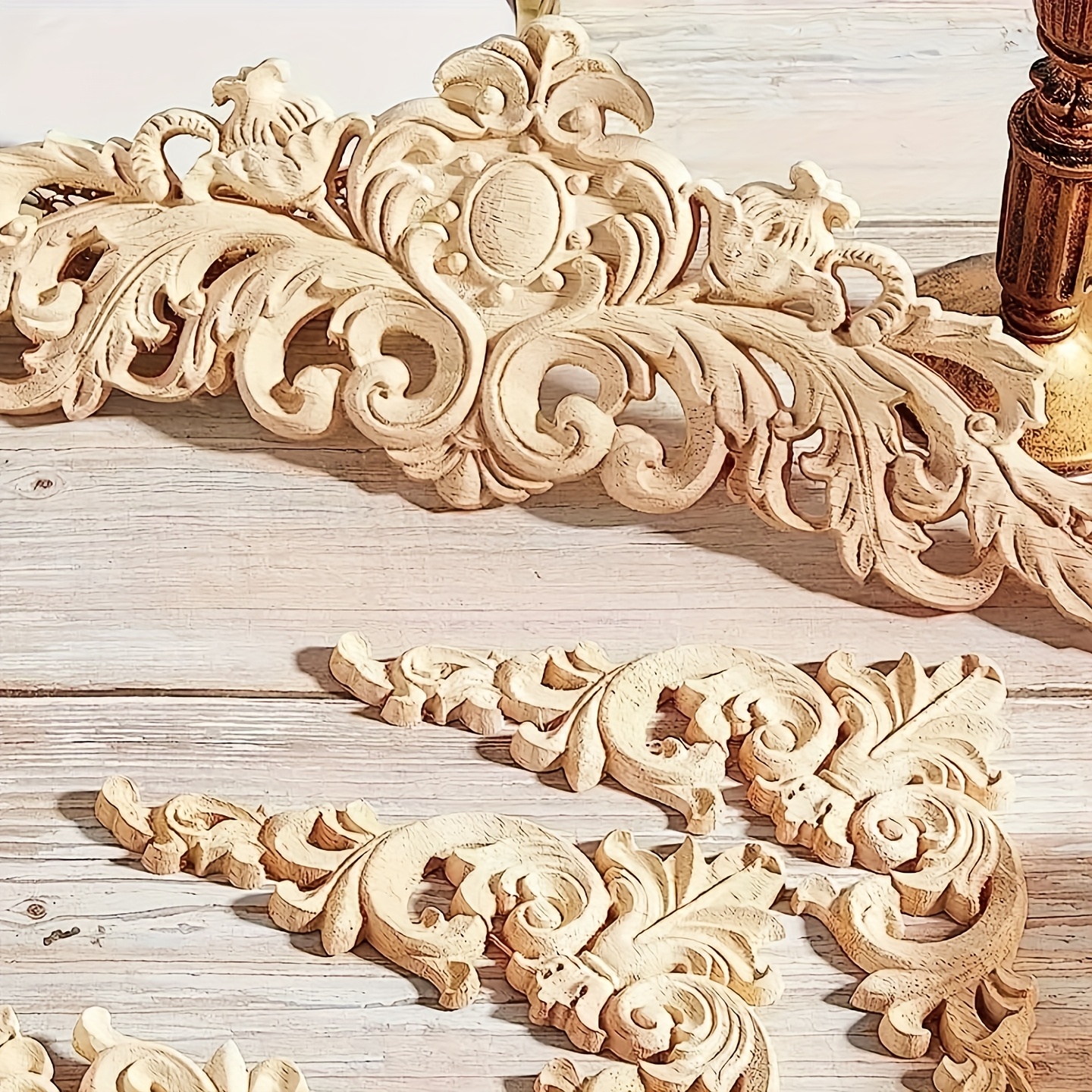 20-teiliges Geschnitztes Holz-Applikationen Set – Aus Eiche, Für Möbel, Türen, DIY-Dekoration