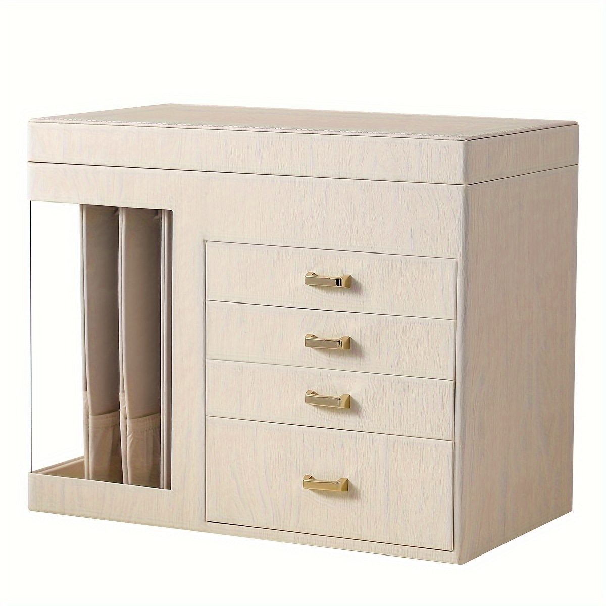 a large 5 layer jewelry organizer for women with a transparent window a storage box for necklaces and jewelry featuring 4 drawers   for thanksgiving halloween valentines day or christmas for your wife or girlfriend jewelry boxes Product details 1