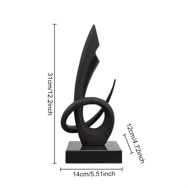 1pc Modern Abstract Creative Cast Iron Art Decoration Marble Base Black Simple Sculpture Desktop Soft Decoration