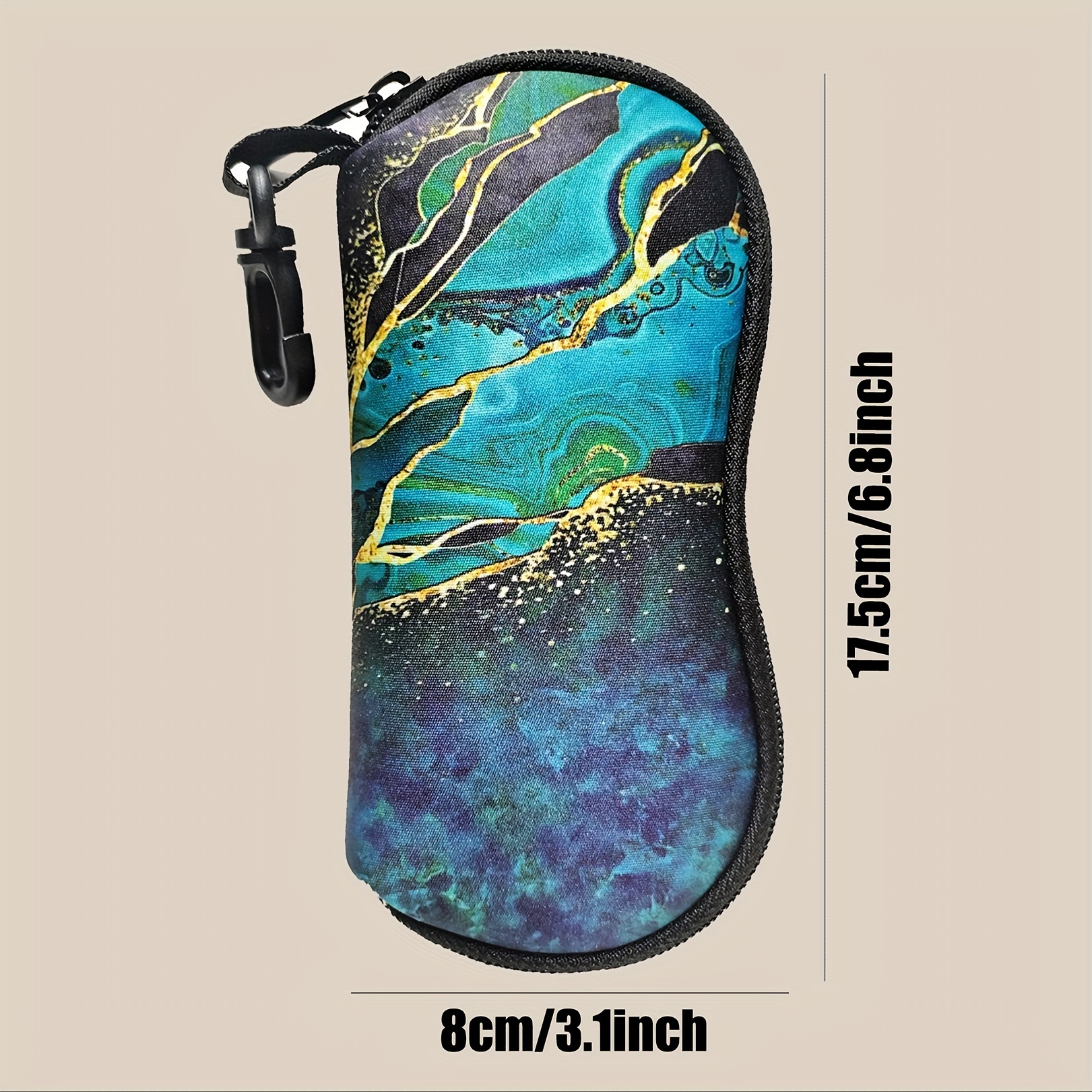 chic cow print   neoprene fashion glasses case waterproof shockproof with zipper clip for easy carry   travel sports details 4