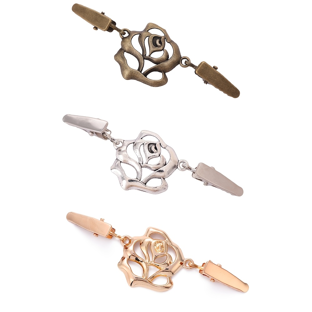 TEMU 3pcs Vintage Shirt Dress Clip Set, Back Tie, Waist Clip, Shoulder Clip, Retro Cloak Clip, 3- Of Shirt Clips, Suitable For Shawls, Sweaters,