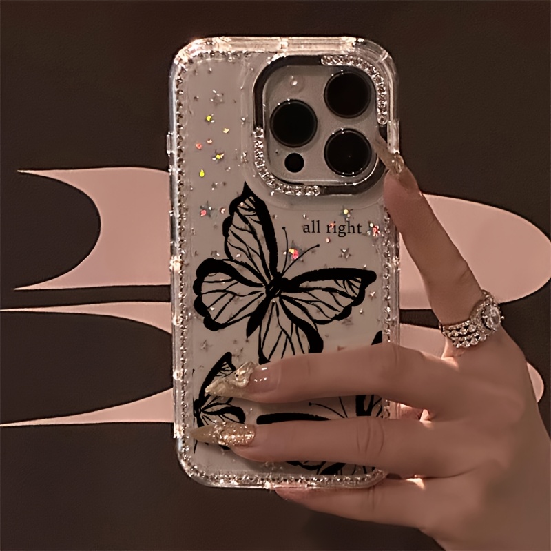 TEMU Phone Case: Shining Transparent Crystal Border, Star-shaped Design, Anti-drop Protection. Suitable For Iphone 17 Pro Max/17 Air/16/15/14