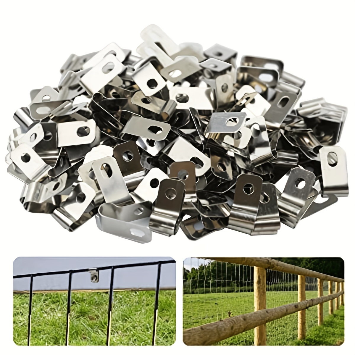 

300 Pcs Fence Wire Clamps Agricultural Fencing Mounting Clips, Stainless Steel Wire Clips Cord Clamp For Mount 12-16 Gauge Welded Wire To Wood, Metal Or Vinyl Fence