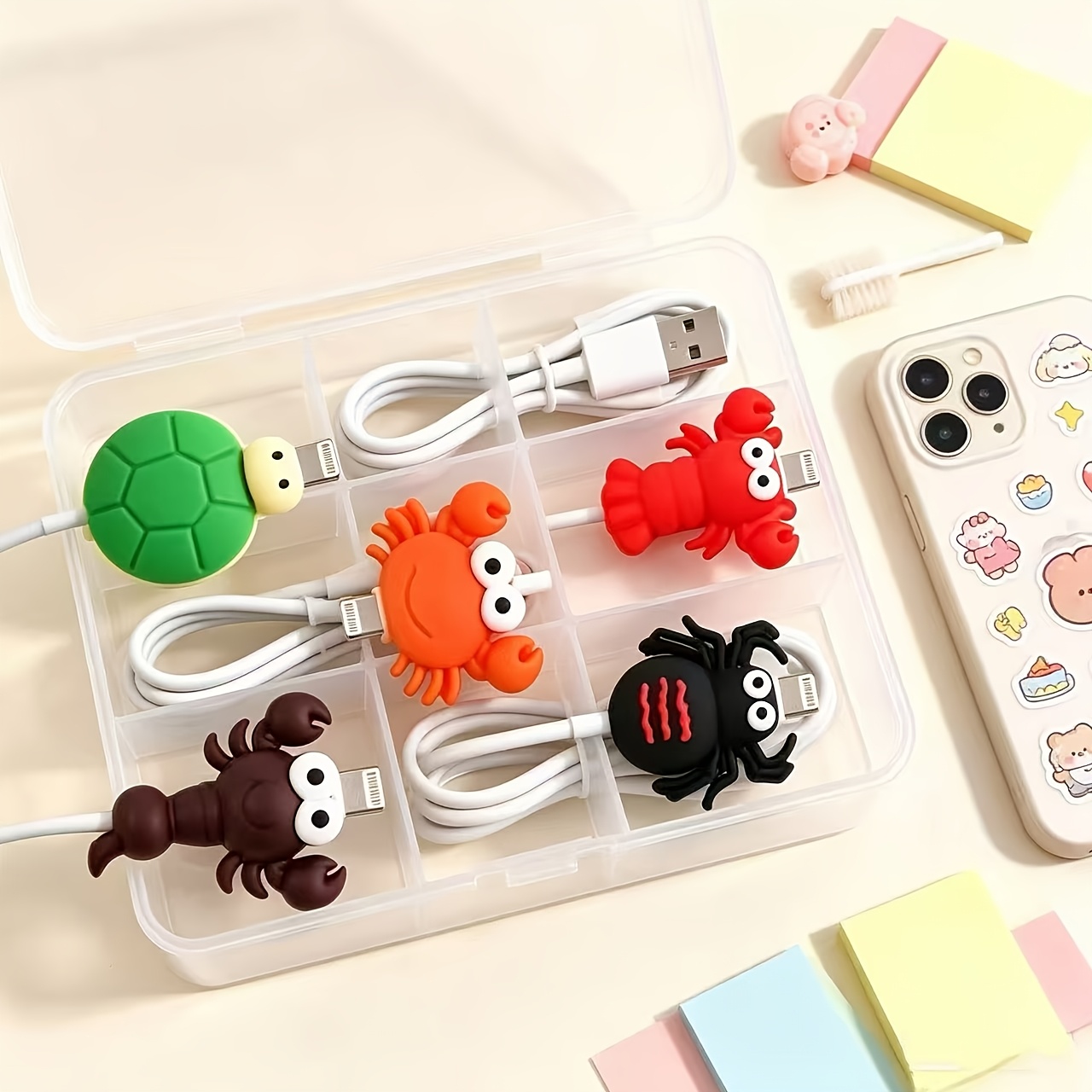 TEMU Set da 5 pezzi, anche protezioni per cavi a forma di animale, per PS4/5, telefoni cellulari e dispositivi elettronici