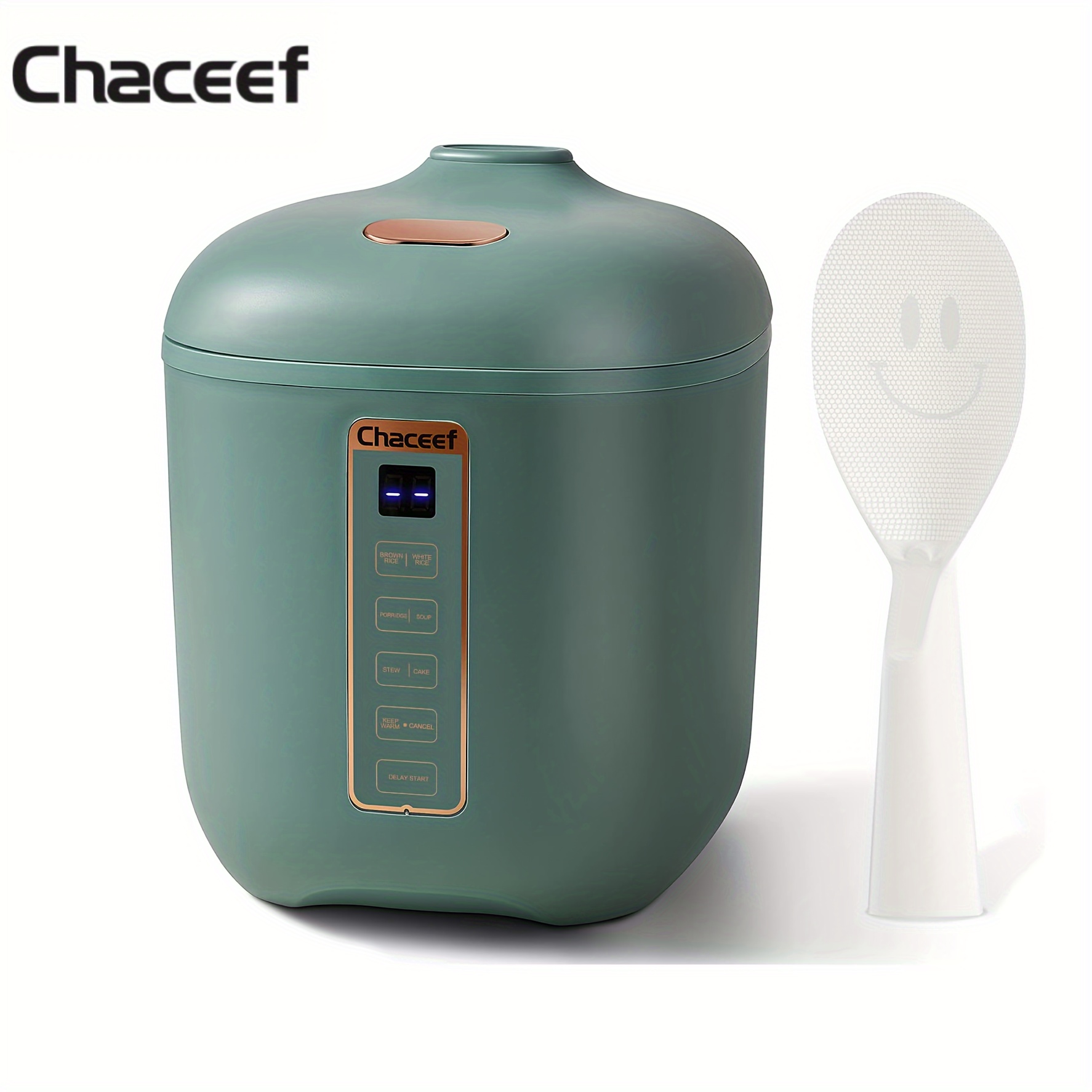 

Chaceef Mini Rice Cooker 2-cups Uncooked, 1.2l Portable Non-stick, Smart Control Multifunction Small Travel Cooker With 24 Hours Timer Delay & Keep Warm Function, Food Steamer.