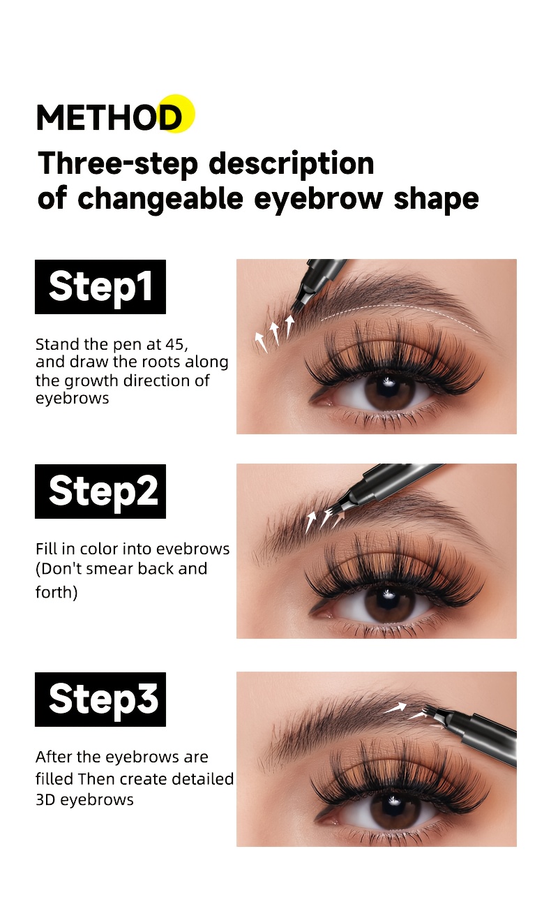 3pcs Four-pronged Eyebrow Pencil for Beginners Can Easily Get on It Super Fine Waterproof Eyebrow Pencil Four-pronged Head Design Accurately Defined Natural Brow Waterproof Sweatproof Non-smudging Long-term Makeup Creation All-Day Wear Easy to Use Design Anytime Anywhere Makeup Replacement Can Be Made in Anywhere Super Value