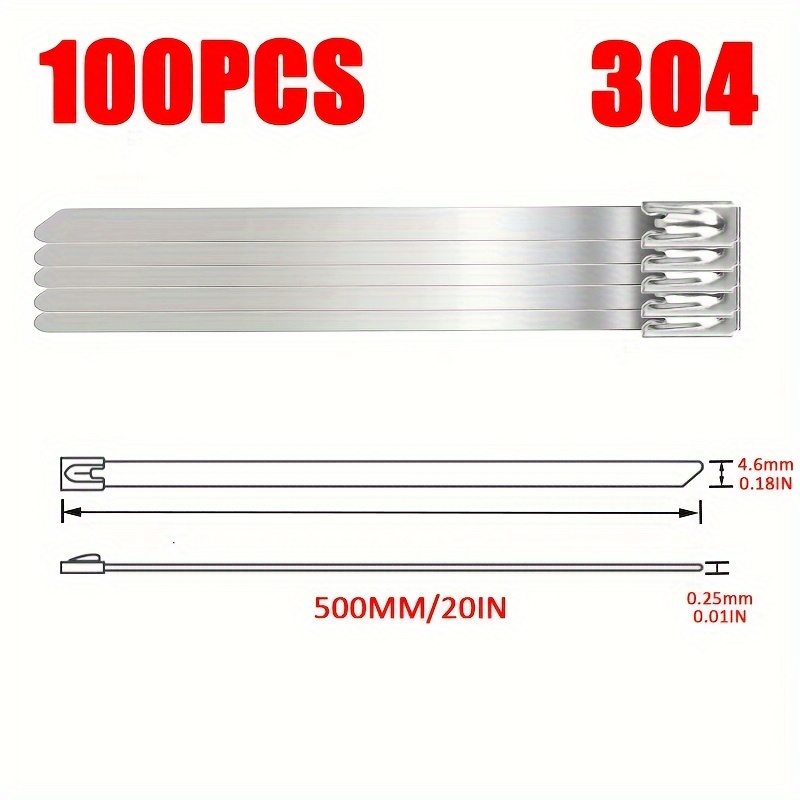 Image of Heavy-duty Large-size 304 Stainless Steel Self-locking Cable Ties, -type Cable Ties, Marine And Traffic Metal Tag Ties