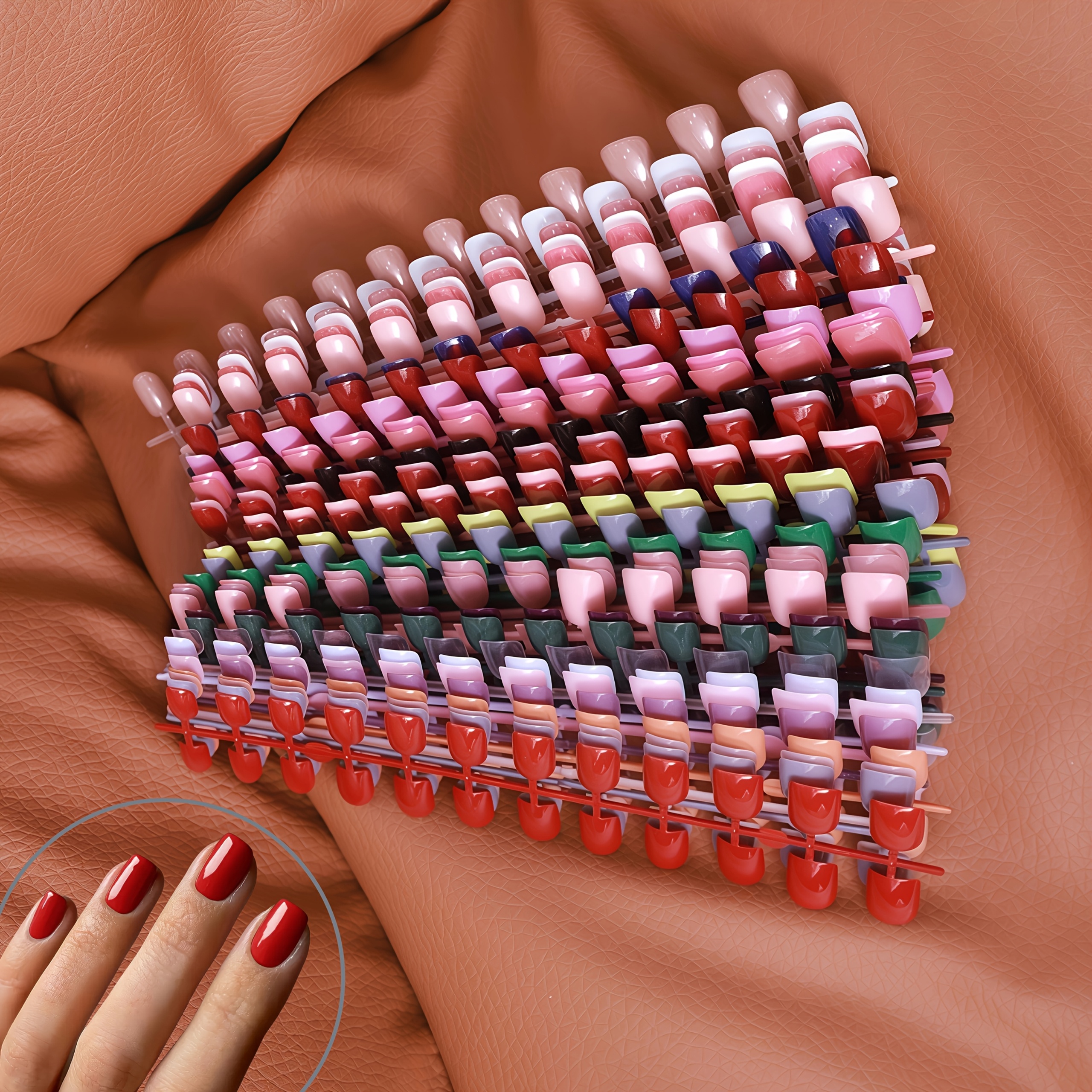 TEMU 144pcs Random Mixed Colors, 6 Colors Of Style, Short Square Press-on Nails. Stunning Color Palette, Glossy Surface, Easy To Apply And Remove,