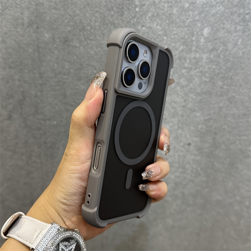 Phone Case: Luxury Matte Clear Four-Corner Skin-Feel Magnetic Phone Case for iPhone 16 15 14 13 12 11 Pro Max Plus Soft Back Cover