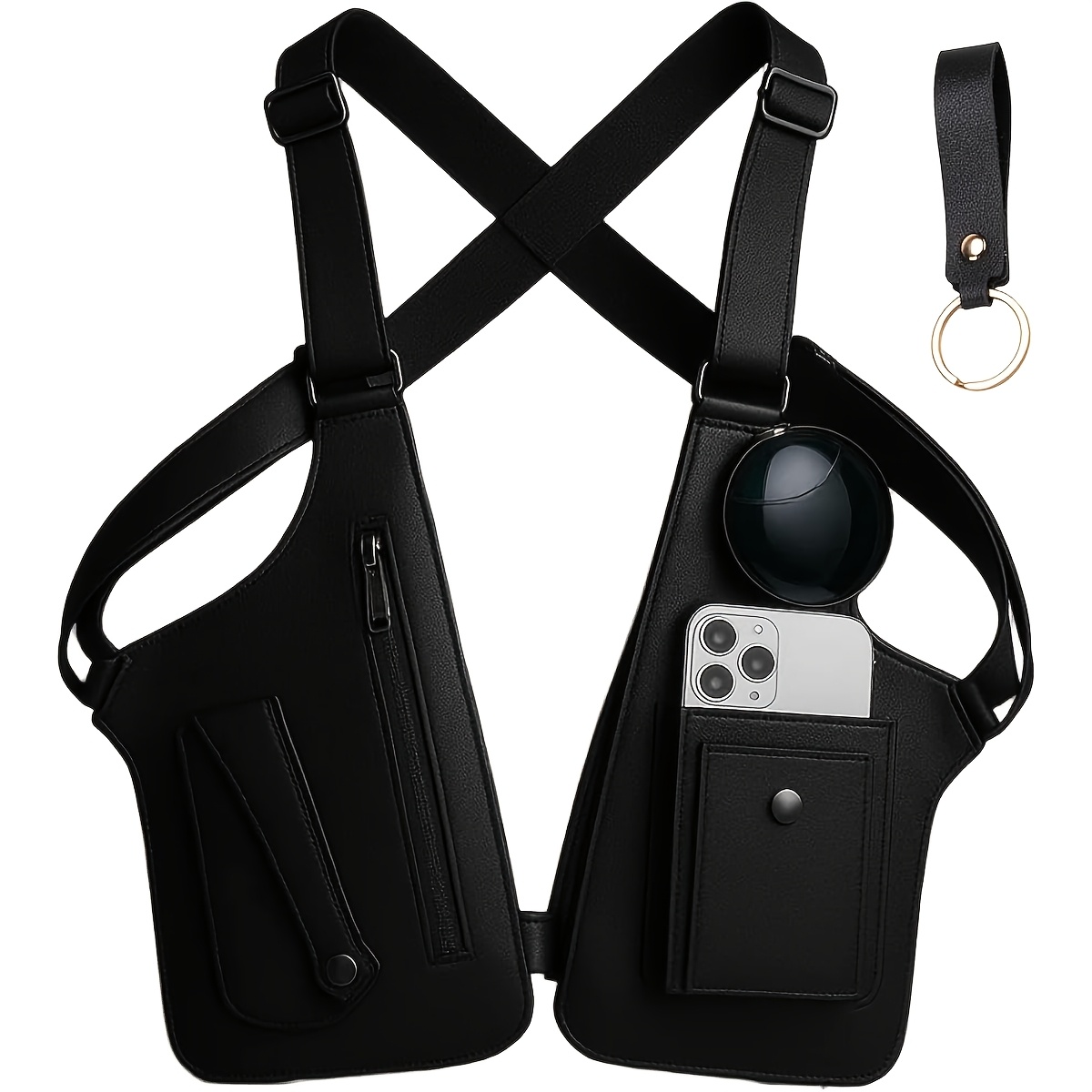 Men's Retro Shoulder Bag, Women's Crossbody Underarm Bag With Keychain, Multifunctional Outdoor Pack, Ideal For Cycling And Hiking, Fits Smartphones Well. Gift For And Fathers