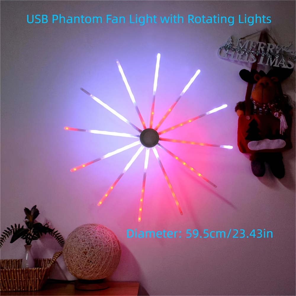 1pc USB Rotating Colorful Fan Light, Colorful Windmill Lights Christmas Fairy Lights, Remote Control Control, For Indoor Atmosphere Decoration, Outdoor Camping Garden Tree Decoration, New Year Christmas Holiday Party Atmosphere Decoration