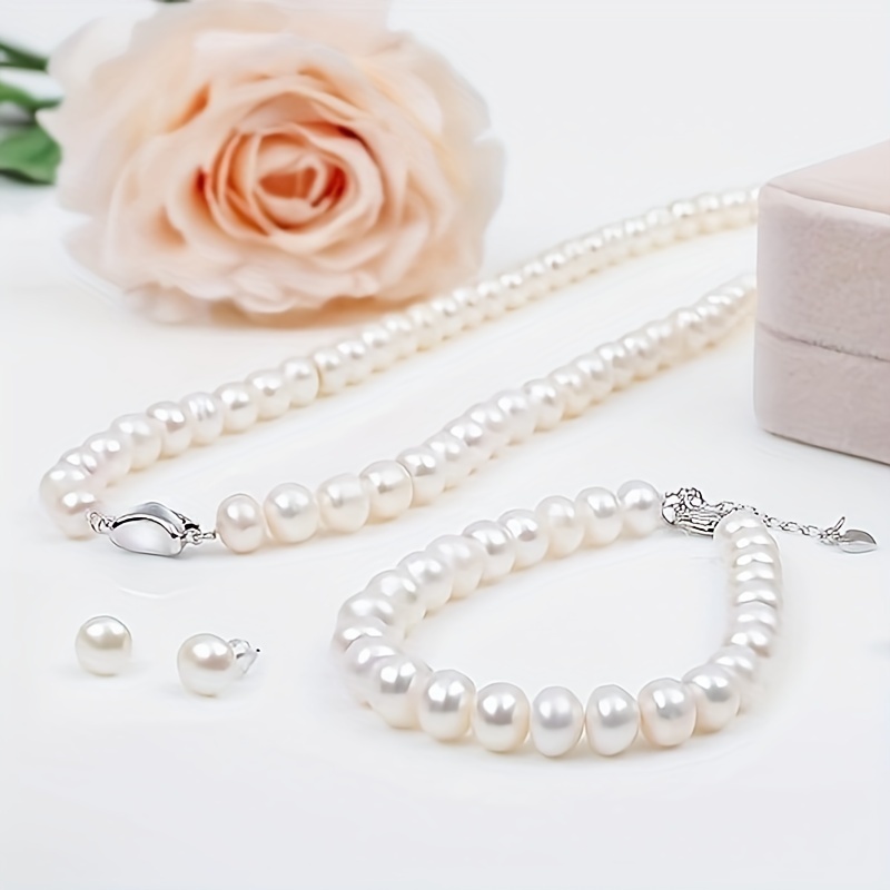  atmosphere elegant light   8mm fresh   three piece set locking earpins are 925 silver hypoallergenic banquet party or daily     festivals anniversaries birthdays to elders friends lovers gifts gift box Product details 3