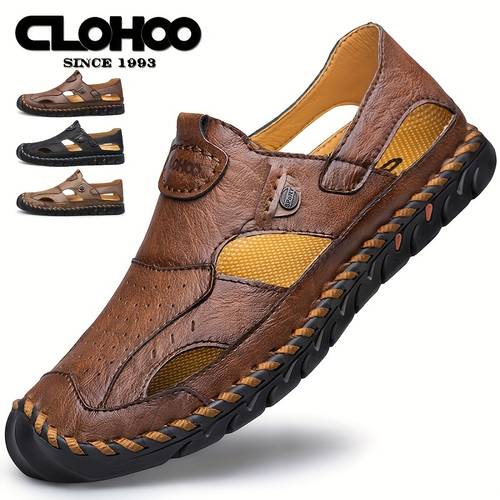 brand rubber sole hand stitched mens casual sandals closed toe sandals for men breathable and comfortable mens shoes