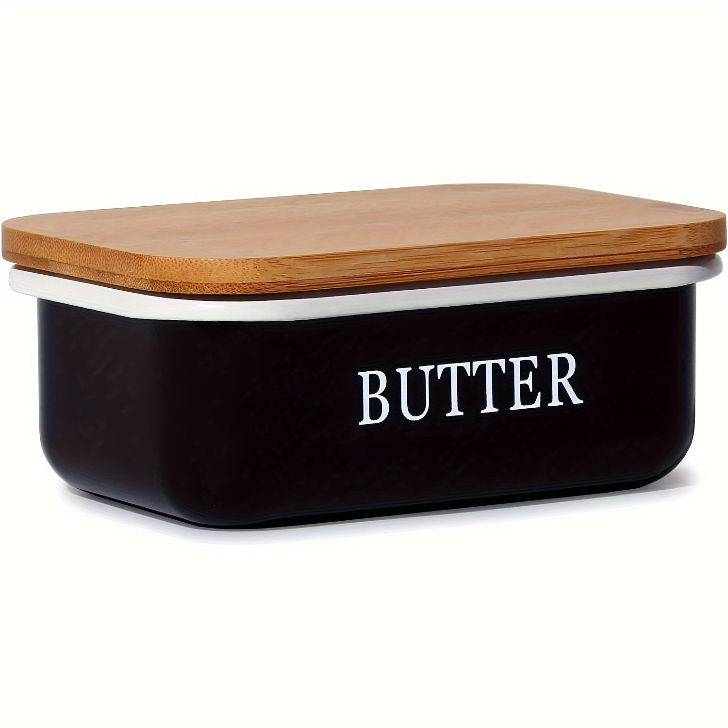 

Butter Dish With Wooden Lid, For 250 G Butter, Multi-function Butter Dish, Elegant & Sustainable Bamboo Lid