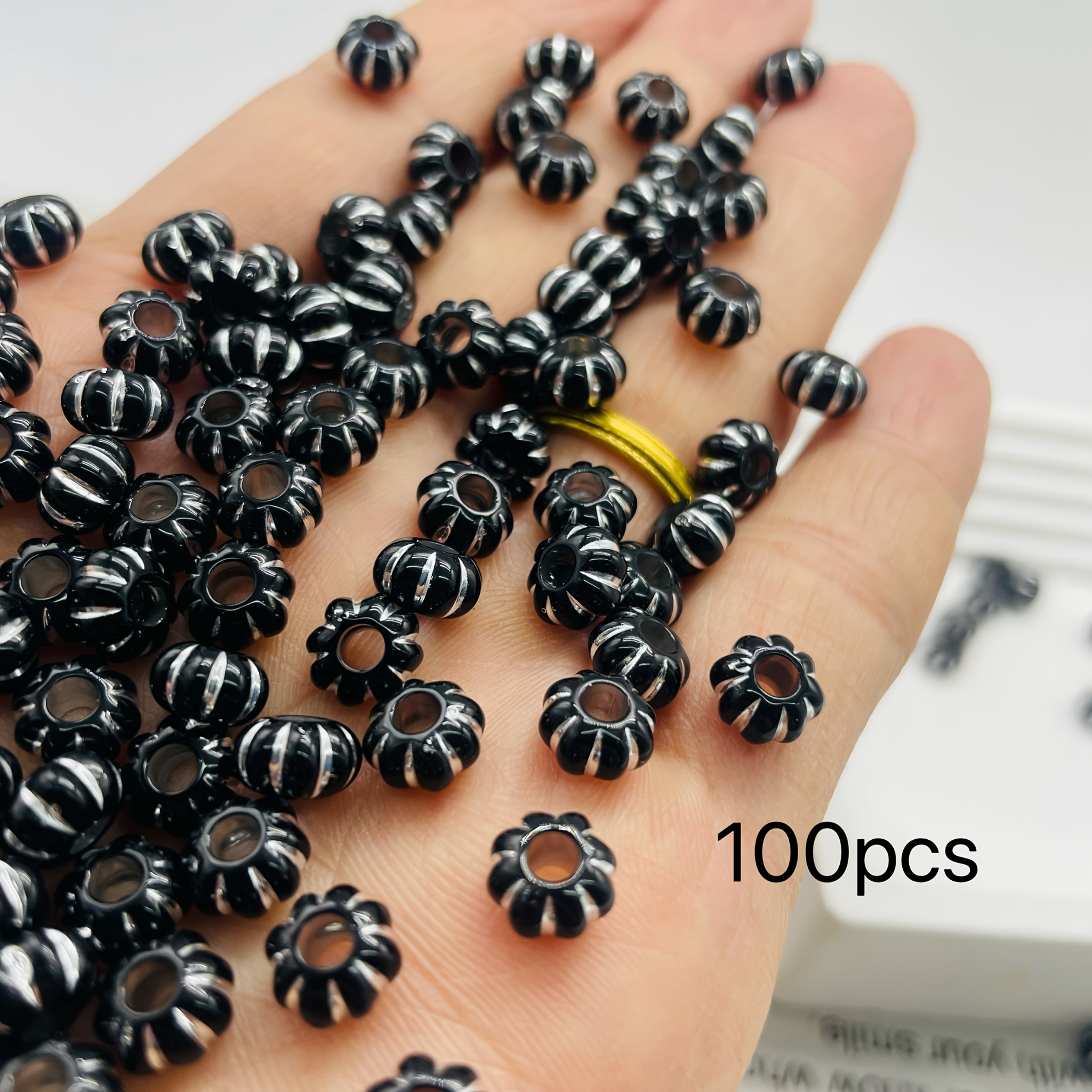 TEMU Perline 8Mm-10Mm Acrilico a Forma di Zucca, Distanziatori 100pz, Abbellimenti per Abbigliamento
