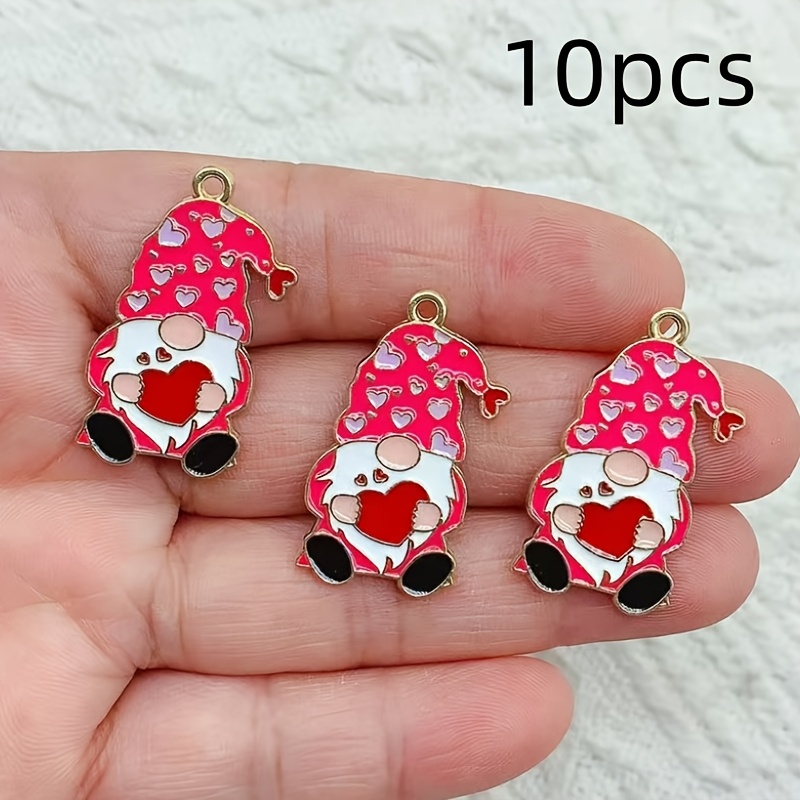 

10pcs Zinc Alloy Charms, Porcelain Pendants For Making, Handmade Valentine's Day Craft Accessories