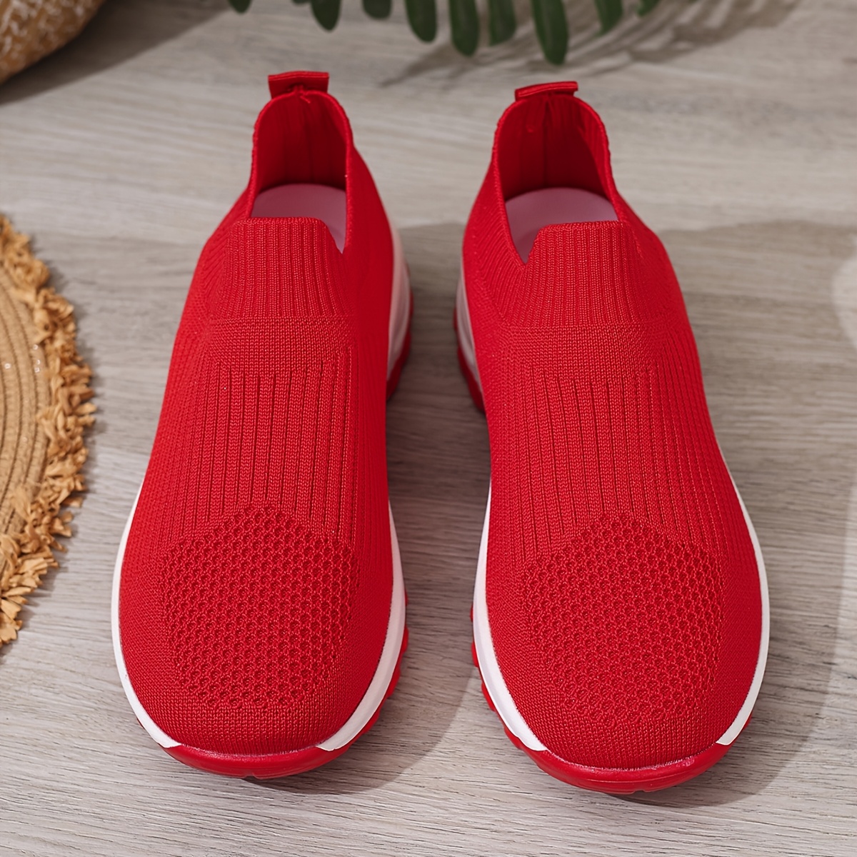 TEMU Women's Casual Slip-on Sneakers - Breathable Fabric, Low Top, White Sole, Shoes, Casual Footwear | Stylish Sneakers | Comfortable Footwear