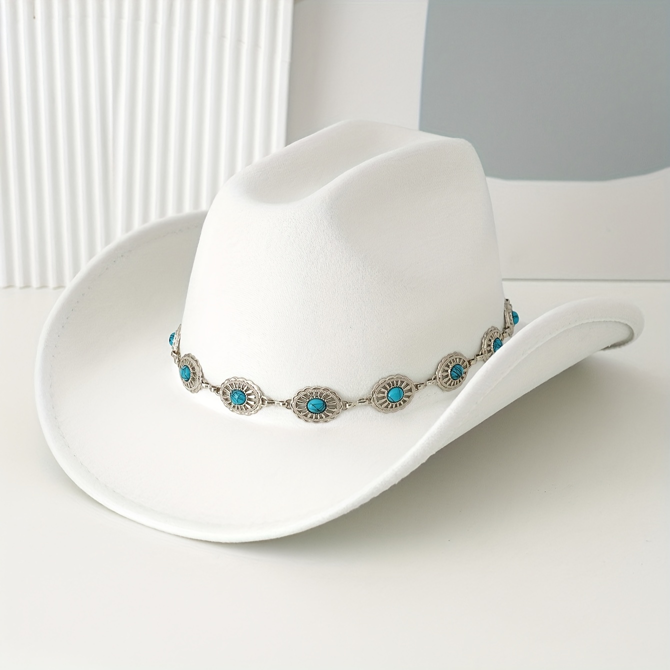 Zoe Turquoise White Fedora Hat Zoe Hat | Janessa Leoné main image 2