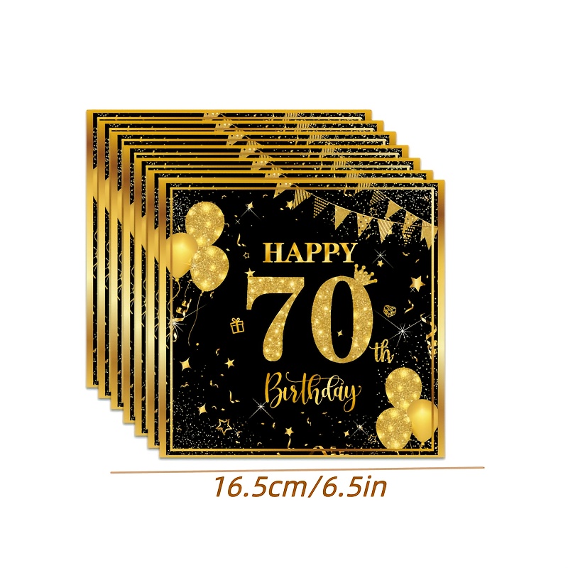 TEMU Set Of 20 Black And Golden Napkins Suitable For 70th, 80th, 90th, And 100th Birthday Celebrations | Great For Decorating Events For Men And