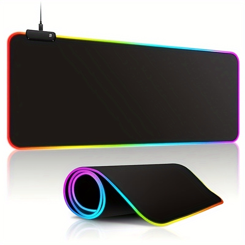 

Large Rgb Gaming Mouse Pad 15 Light Modes Extended Soft Computer Keyboard Mat Non-slip Rubber Base For Gamer