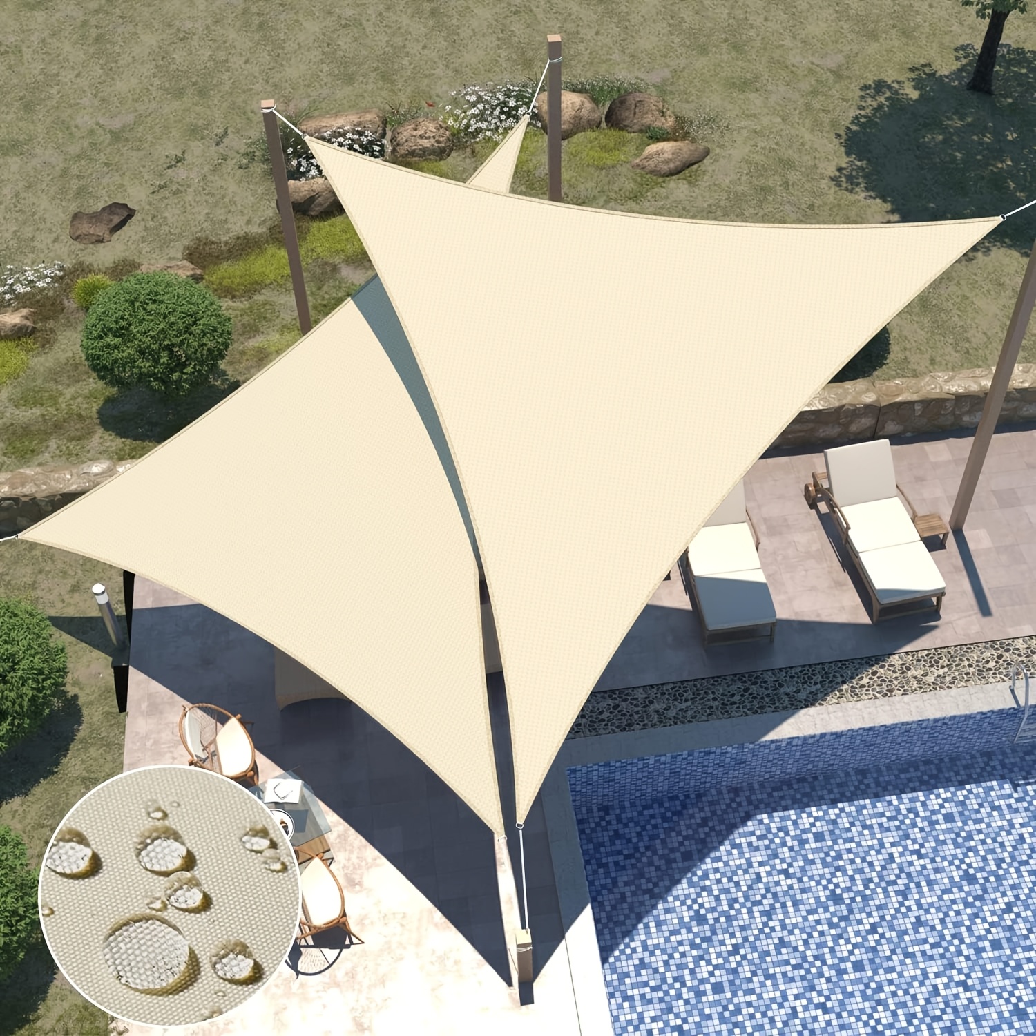 

1pc Triangle Waterproof Sun Shade Sail, Outdoor Sunshade For Pool, Shade Canopy For Backyard Yard Deck Patio Garden Outdoor Activities