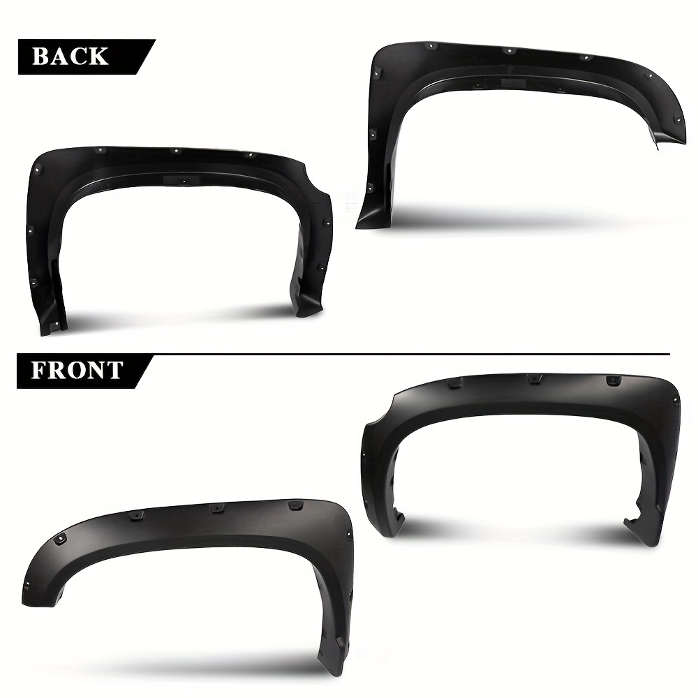 Set Of 4 Wheel Covers For Fenders, Designed For The For Tundra Models From 2014 To 2017, Featuring A Smooth Black End With Pocket Rivets